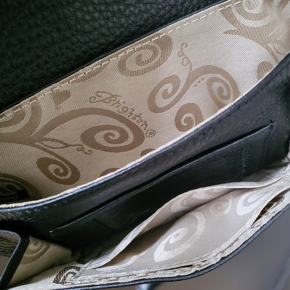 Brighton Black Leather & Patent Leather Gem Embellished Small Shoulder Bag 8 x 5 - Picture 9 of 11